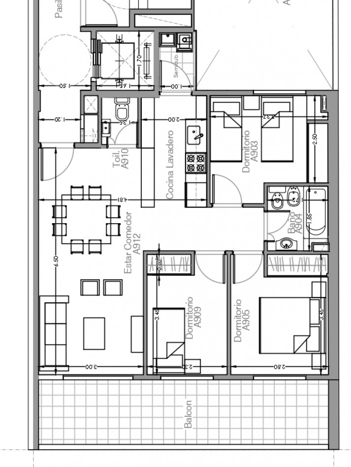 Alquiler departamento 4 ambientes con balcon aterrazado en Caballito
